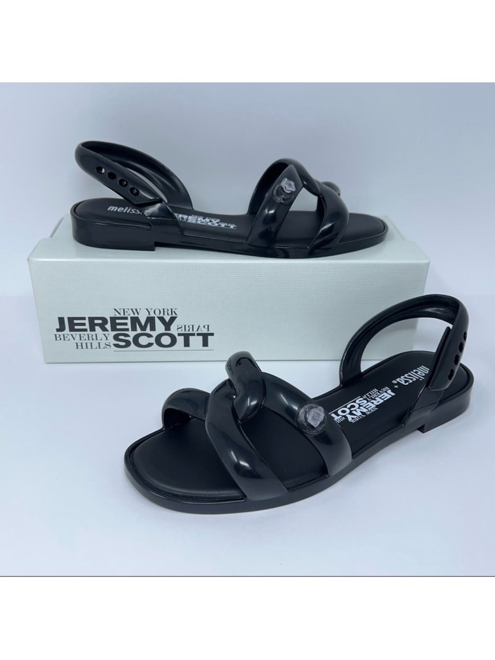 NIB Jeremy Scott x Melissa Black Jelly Tube Sandals 5 